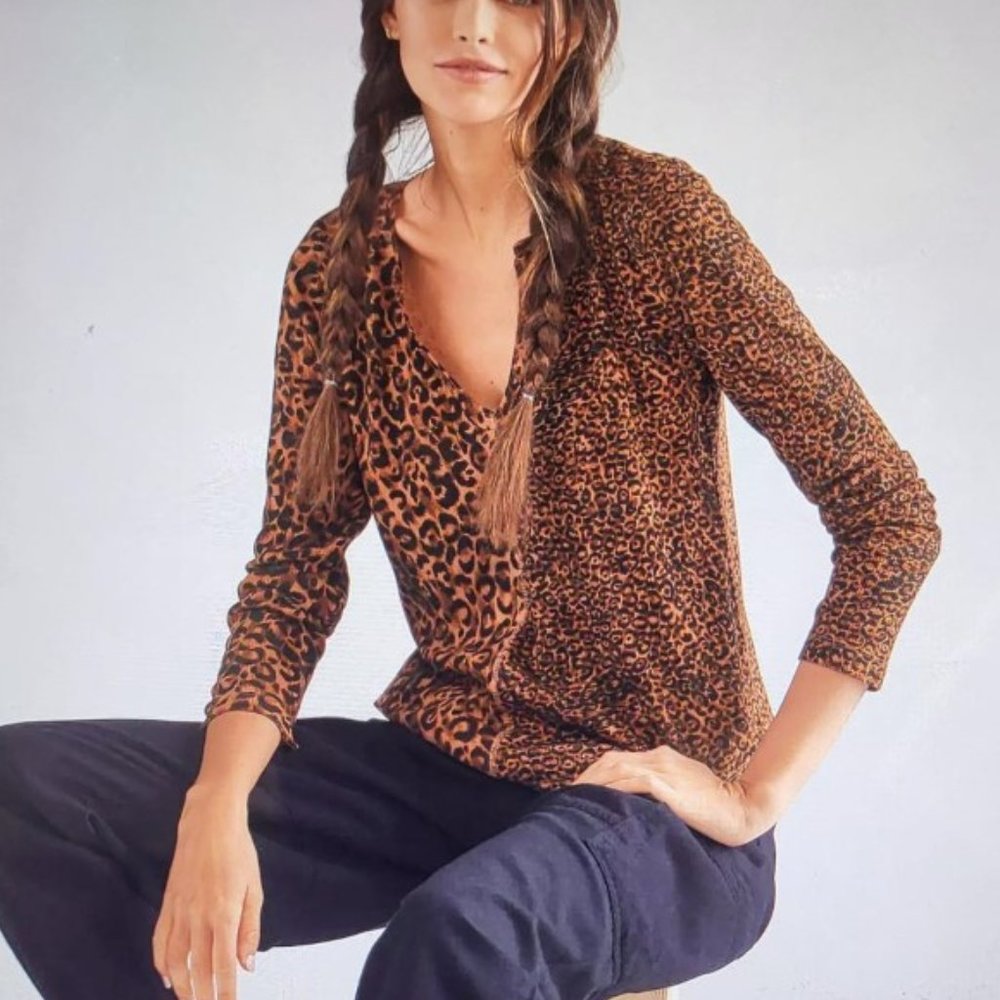 PILCRO SPLIT NECK TOP - ANTHROPOLOGIE